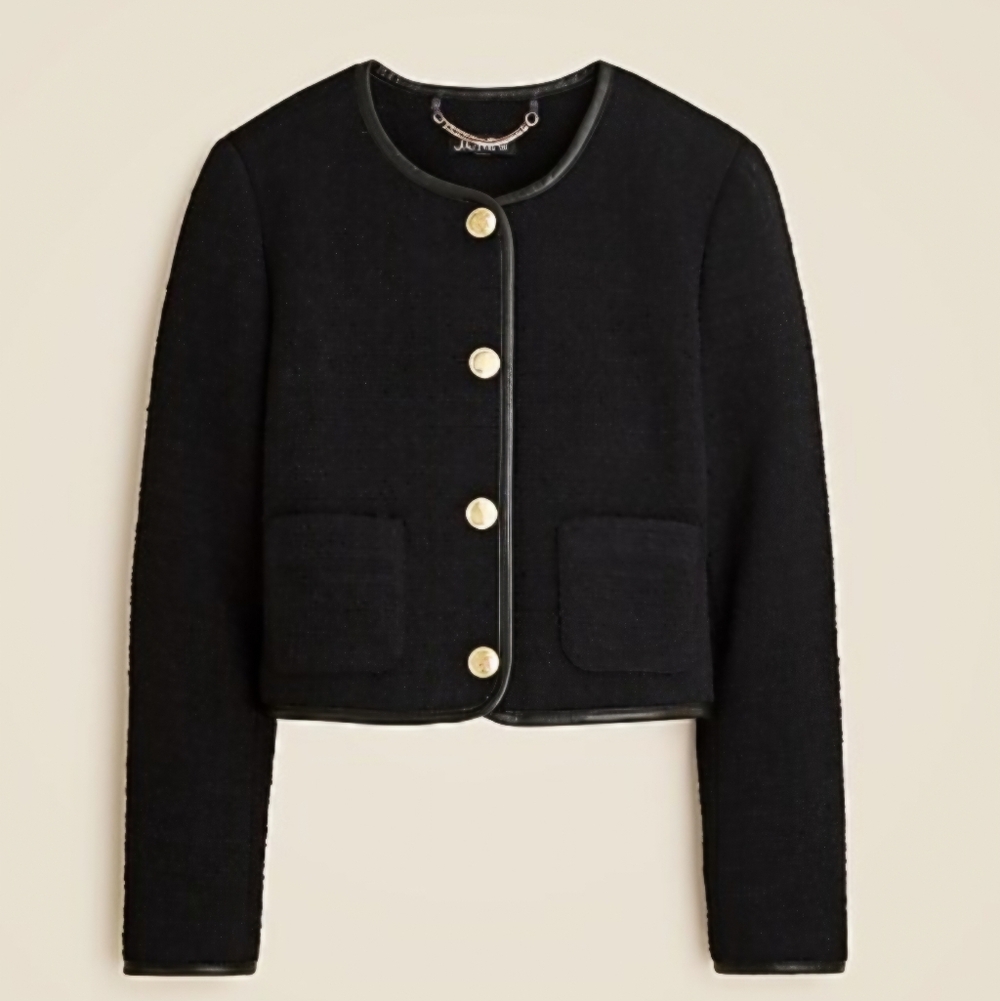 J Crew Leather Trimmed Lady Jacket